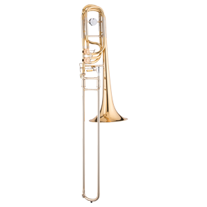 Image of the John Packer JP136 Eb Alto Trombone, JP331 Rath Bb/F Tenor Trombone and JP333 Rath Bass Trombone.